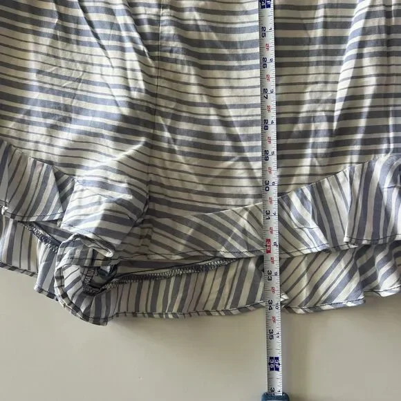 BB Dakota Womens Size 10 Romper Colleen One Shoulder Striped Blue White Ruffles - Picture 10 of 10